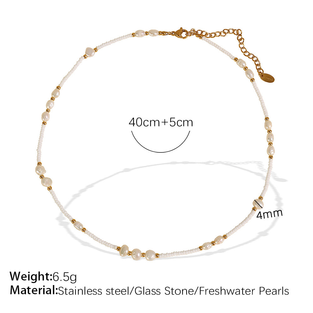 European and American new trend natural pearl necklace women's simple temperament high-end beaded clavicle chain jewelry