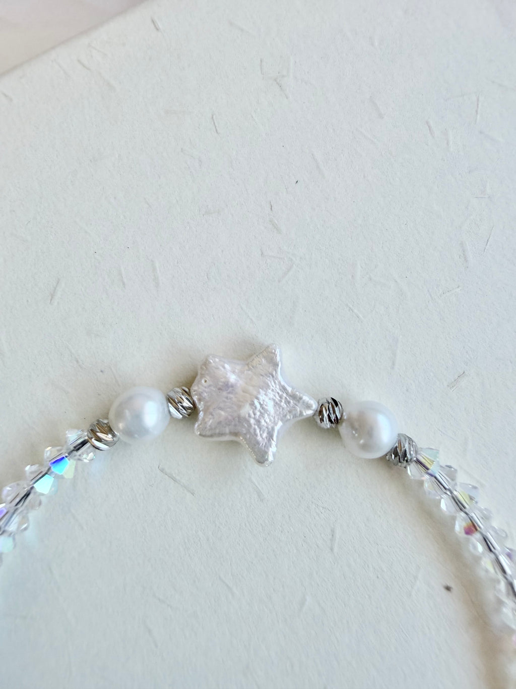 Natural Freshwater Pearl Crystal Star Bracelet | Adjustable | Handmade Gift