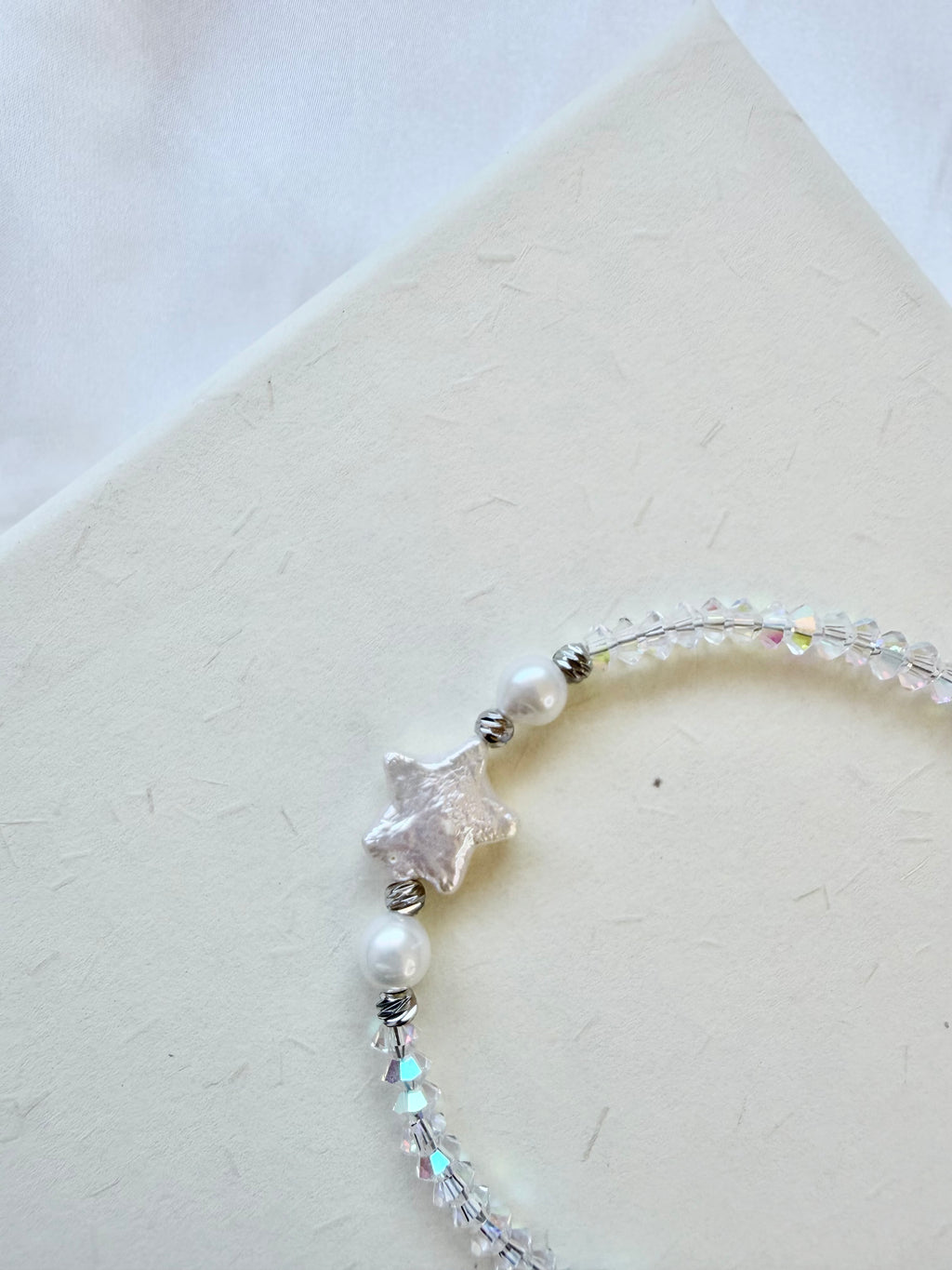 Natural Freshwater Pearl Crystal Star Bracelet | Adjustable | Handmade Gift