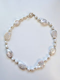 Baroque Freshwater Pearl Necklace, Graduated 41cm, Titanium Steel & Gold-Plated