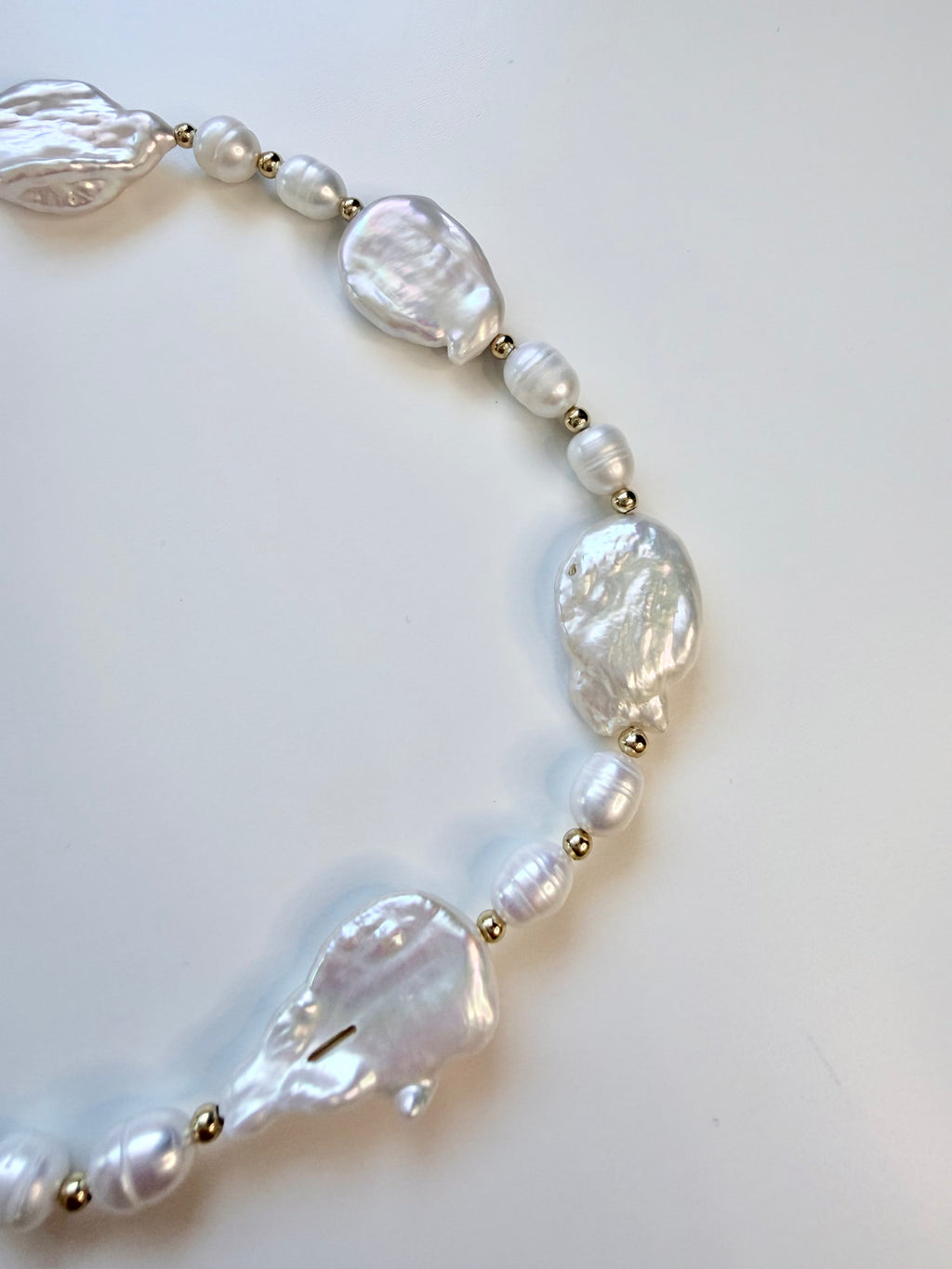 Baroque Freshwater Pearl Necklace, Graduated 41cm, Titanium Steel & Gold-Plated