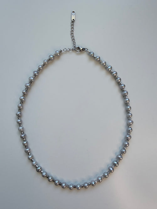 Natural Grey Freshwater Pearl Necklace, Round Beaded 36cm, Gift P purlstique (0)