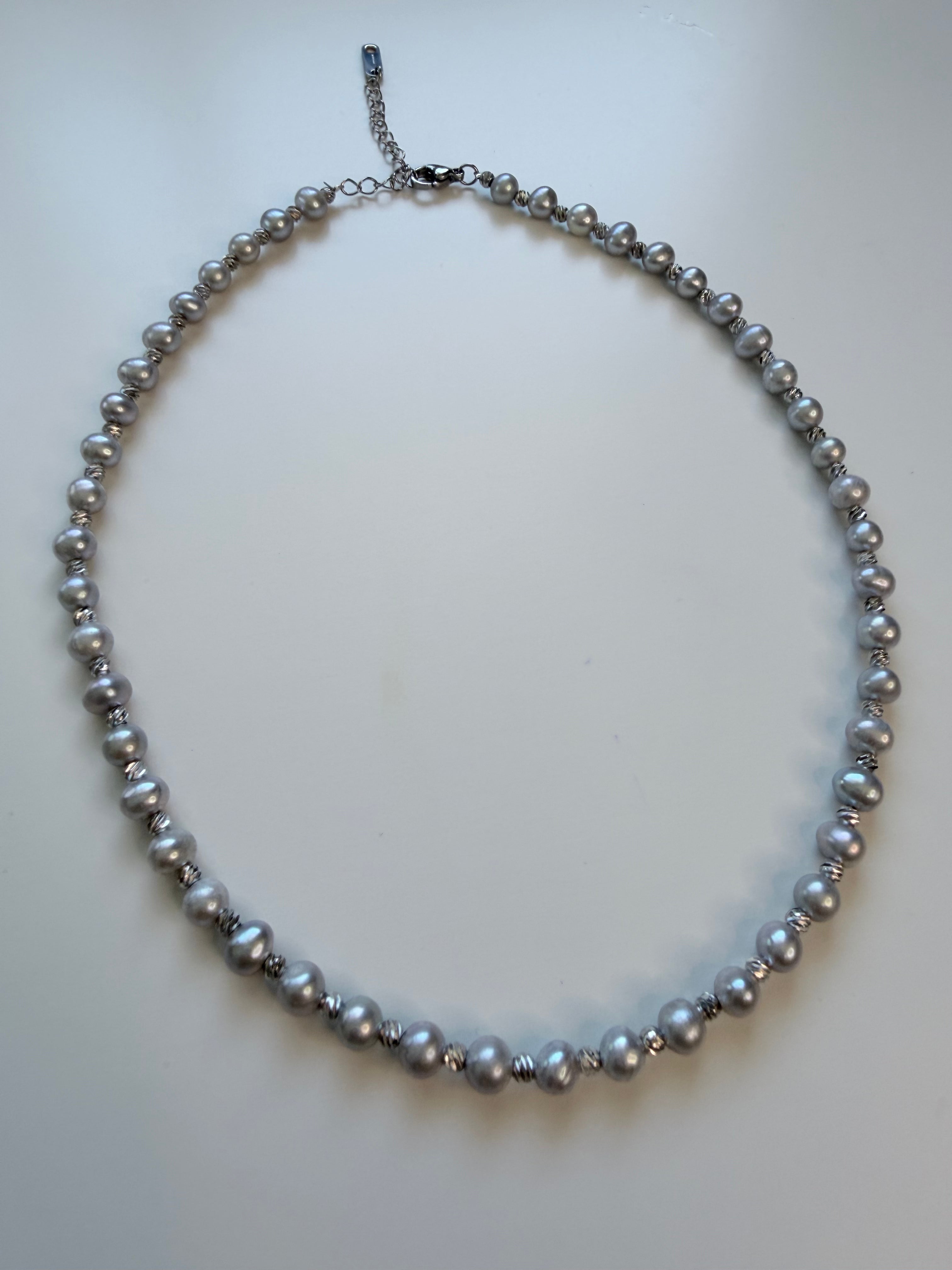 Natural Grey Freshwater Pearl Necklace, Round Beaded 36cm, Gift P purlstique (0)