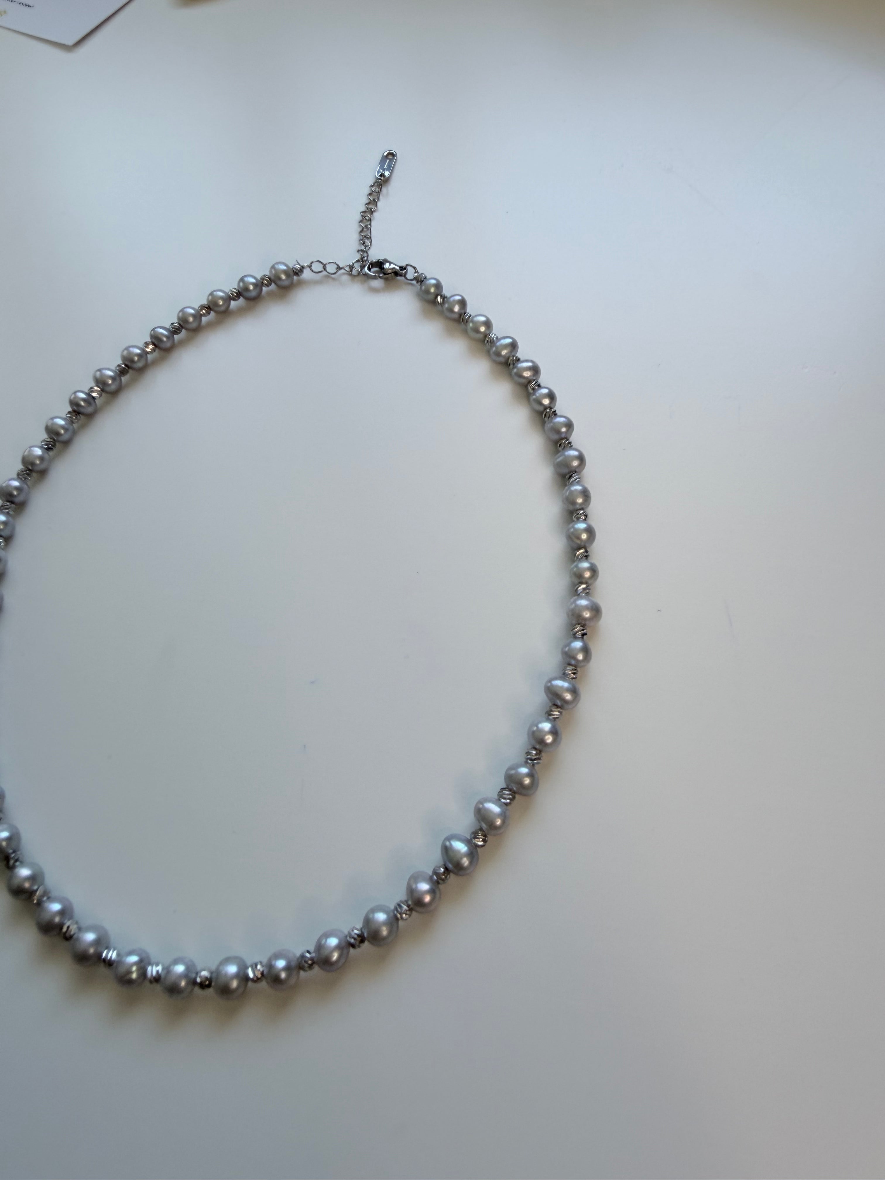 Natural Grey Freshwater Pearl Necklace, Round Beaded 36cm, Gift P purlstique (0)