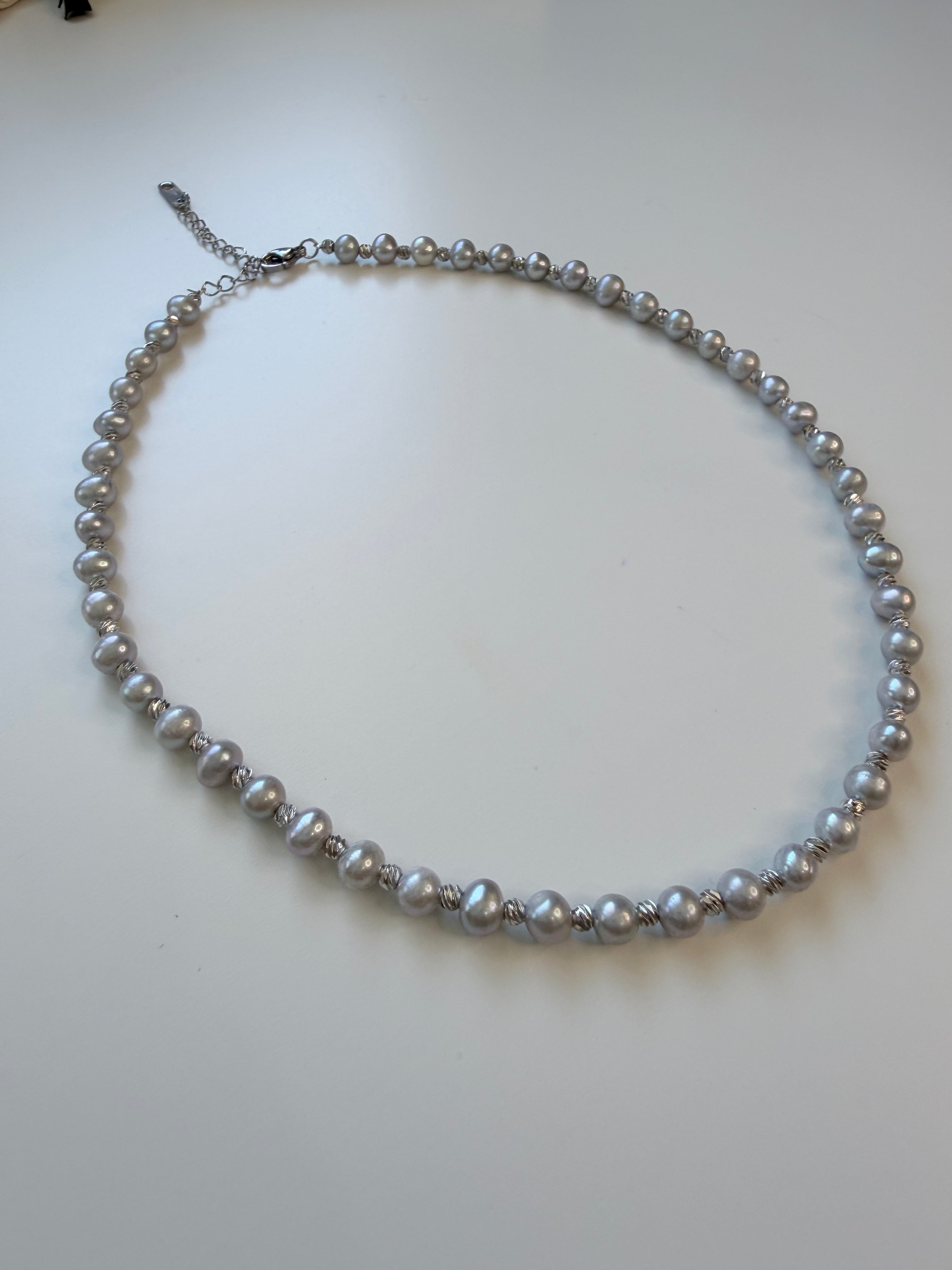 Natural Grey Freshwater Pearl Necklace, Round Beaded 36cm, Gift P purlstique (0)