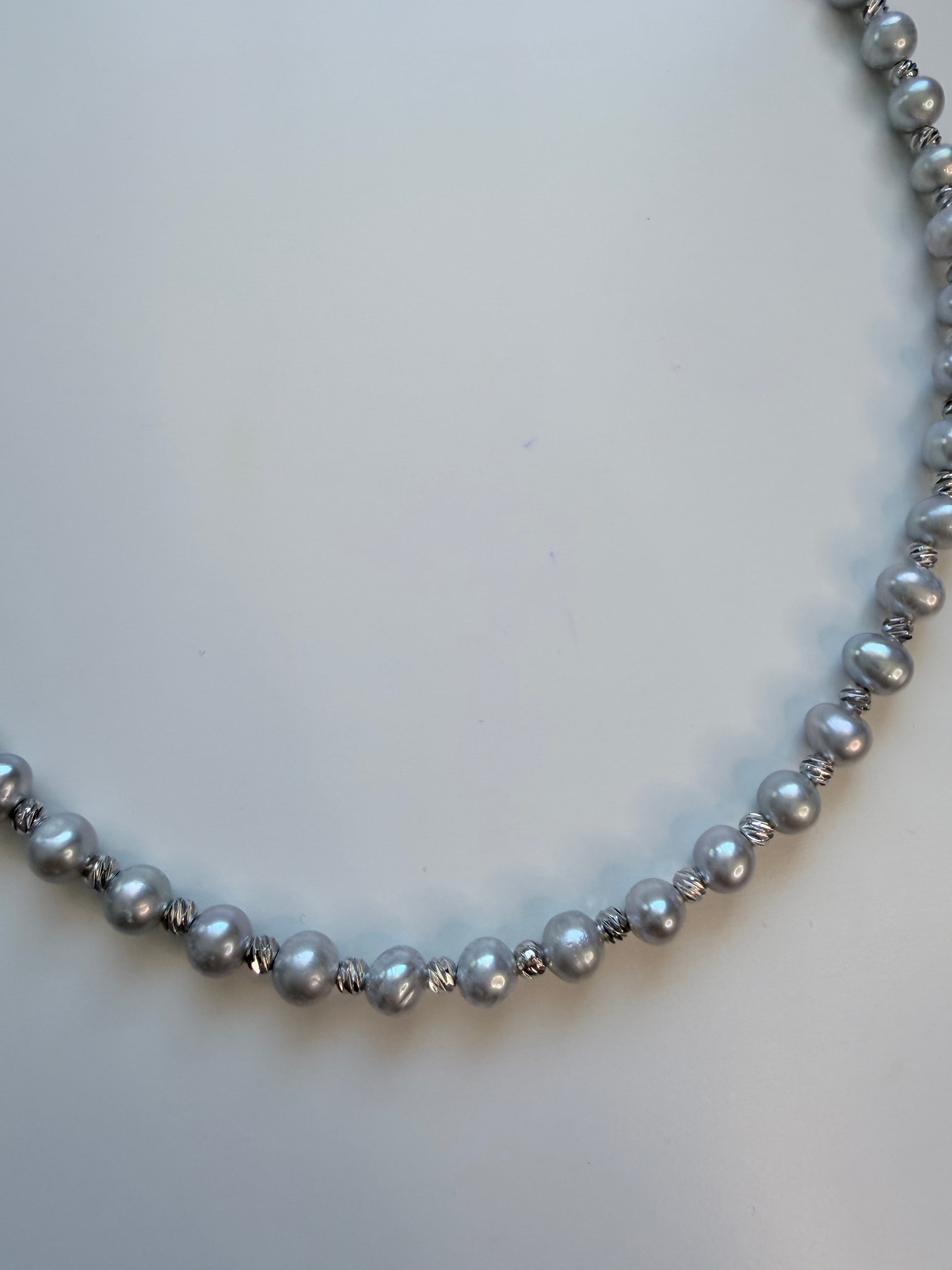 Natural Grey Freshwater Pearl Necklace, Round Beaded 36cm, Gift P purlstique (0)