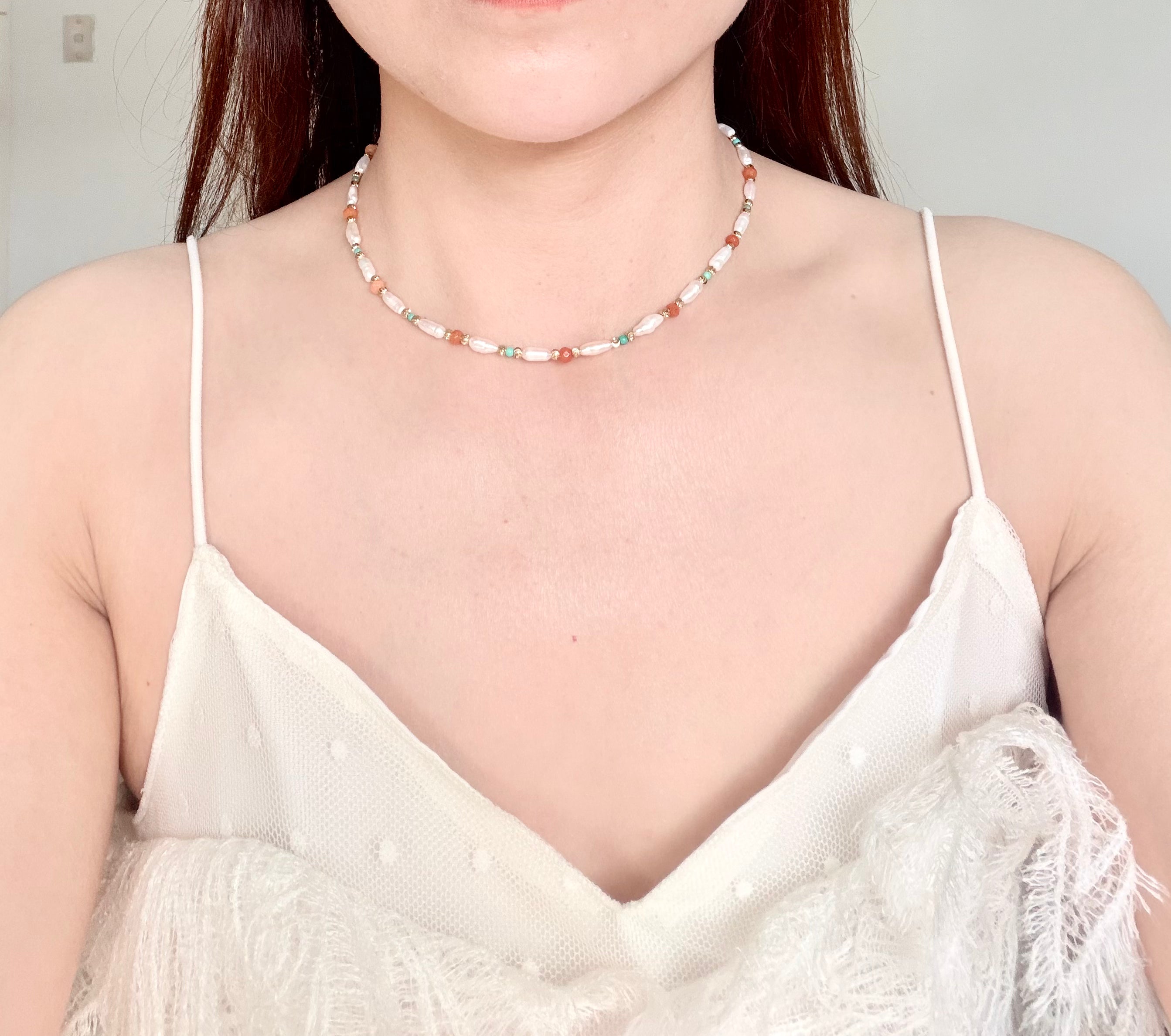 Baroque Freshwater Pearl & Natural Stone Layering Necklace | Vintage Aesthetic