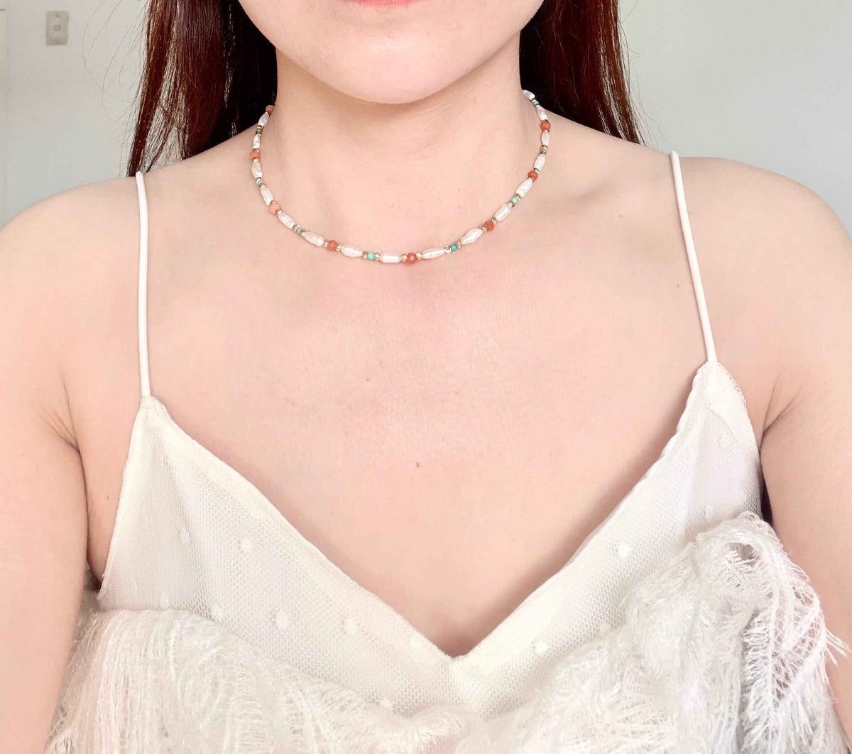 Baroque Freshwater Pearl & Natural Stone Layering Necklace | Vintage Aesthetic