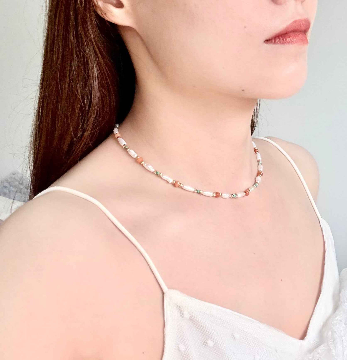 Baroque Freshwater Pearl & Natural Stone Layering Necklace | Vintage Aesthetic