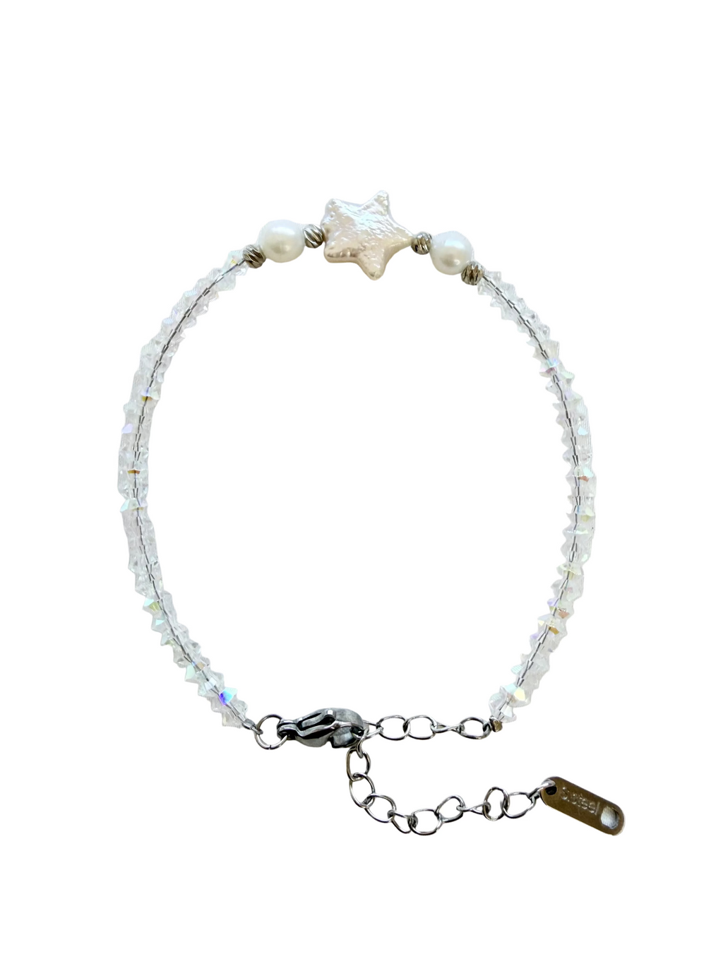 Natural Freshwater Pearl Crystal Star Bracelet | Adjustable | Handmade Gift