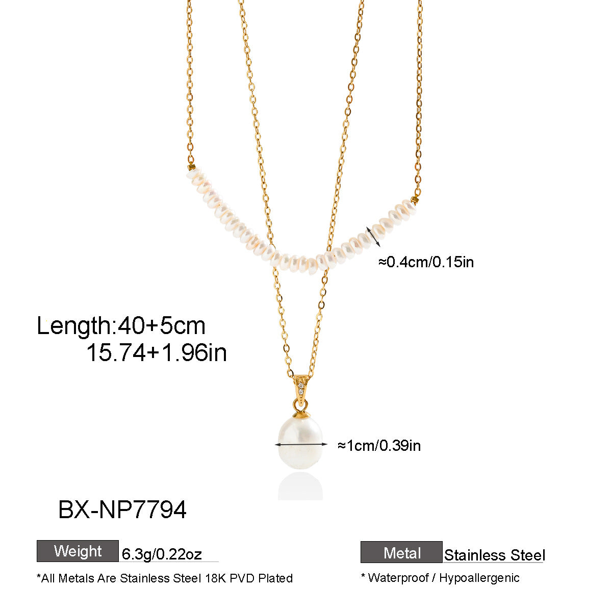 Freshwater Pearl Double-Layer Chain Necklace - Purlstique