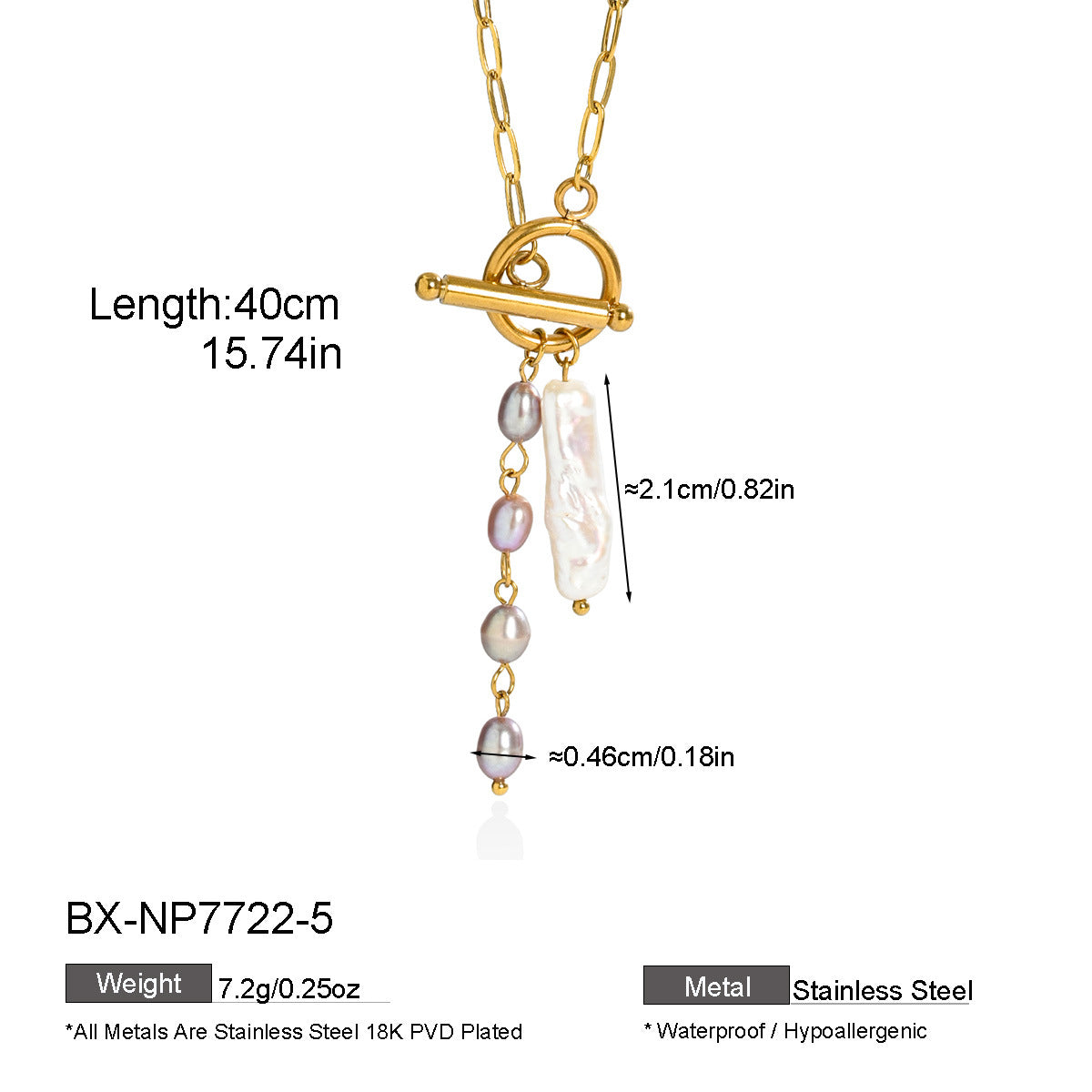 Freshwater Pearl Toggle Pendant Necklace - Purlstique