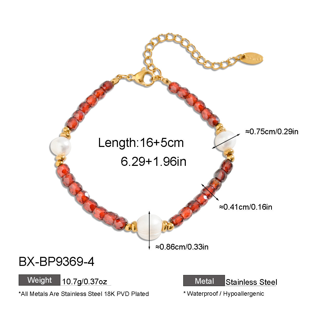 Freshwater Pearl & Coloured Zircon Bracelet - Purlstique