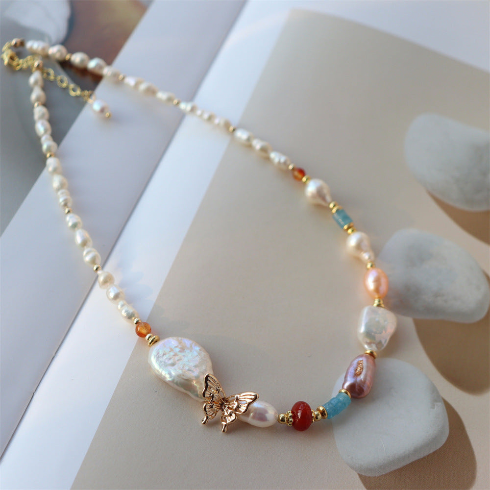 Cultured Pearl & Mother-of-Pearl Beaded Necklace | Vintage Inspired