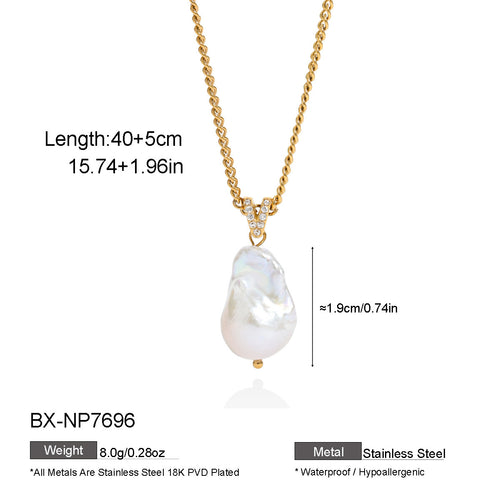 Baroque Freshwater Pearl & Zircon Pendant Necklace