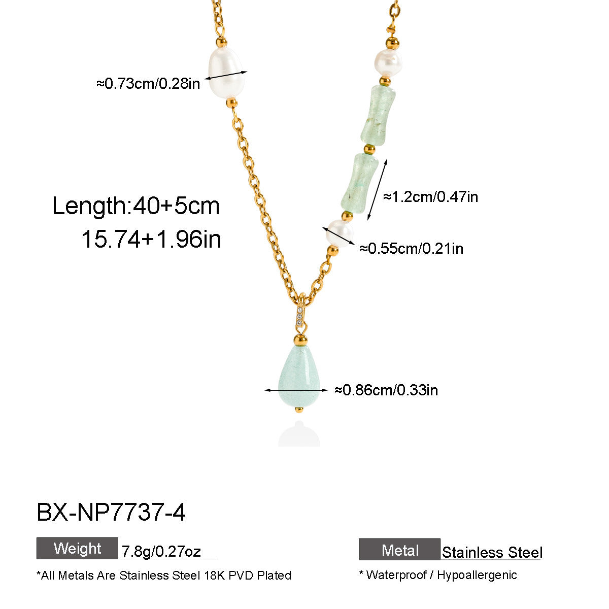 Freshwater Pearl & Natural Stone Pendant Necklace - Purlstique