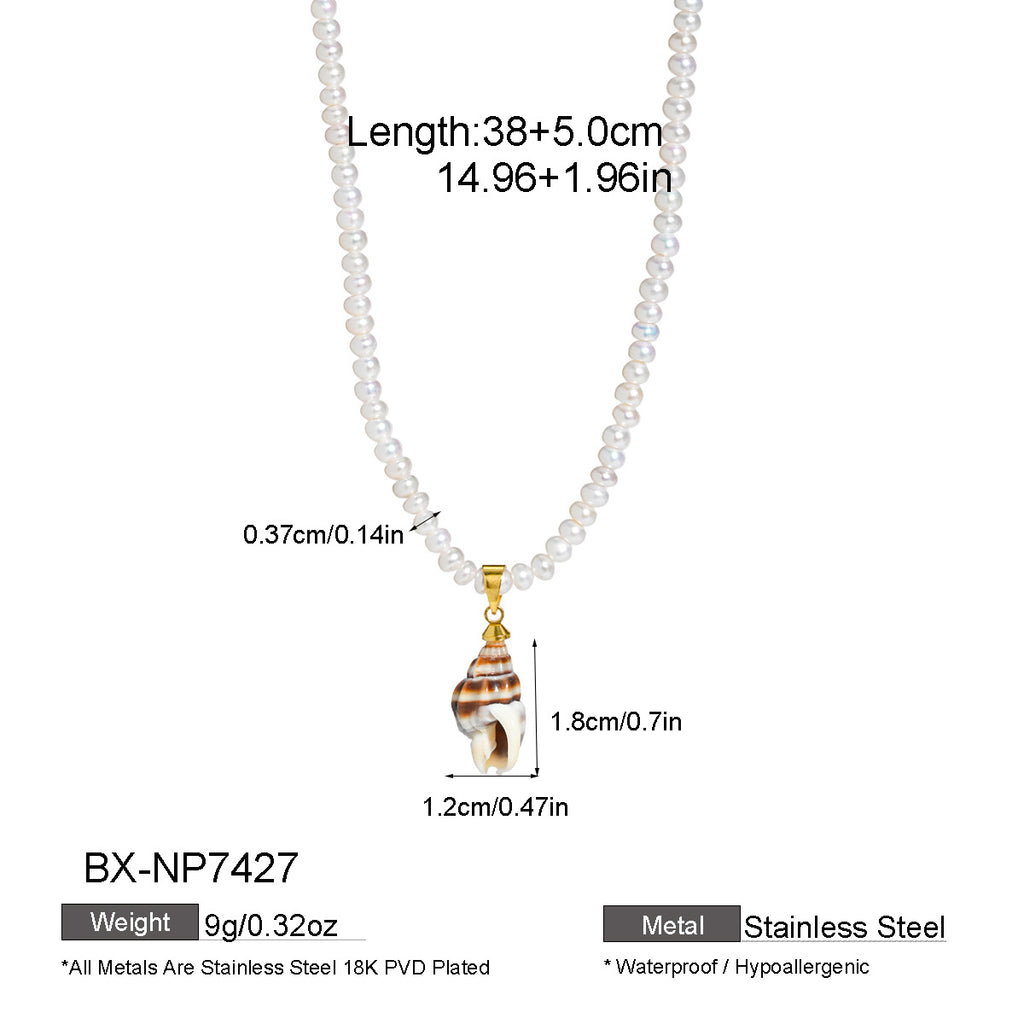 Freshwater Pearl & Sea-Inspired Pendant Necklace