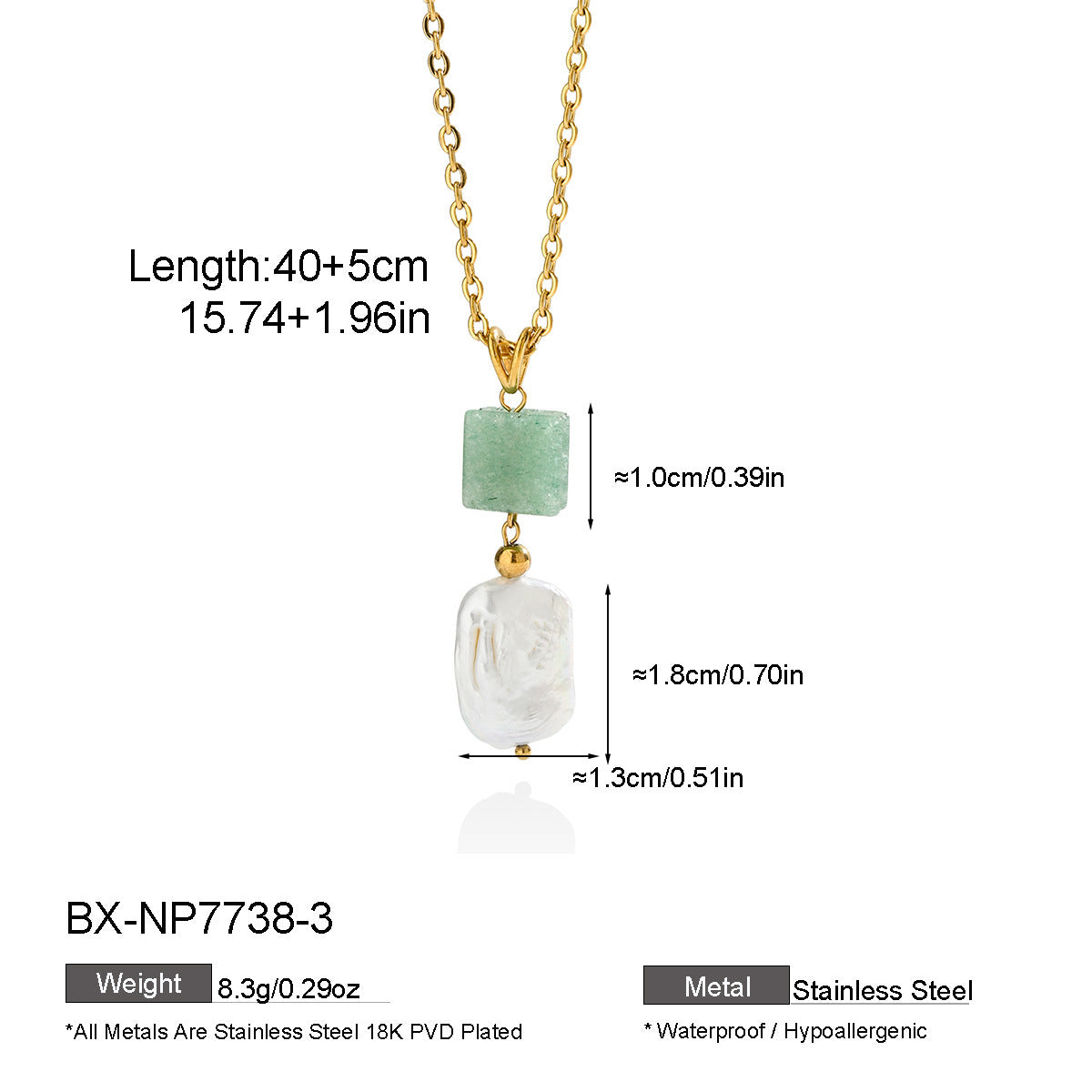Freshwater Pearl & Coloured Stone Pendant Necklace - Purlstique