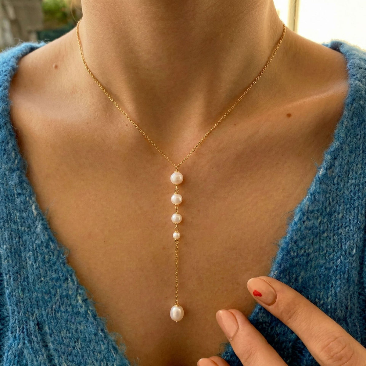 Freshwater Pearl Y-Drop Pendant Necklace