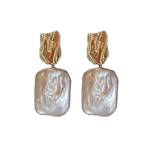 Rectangular Baroque Freshwater Pearl Drop Earrings
