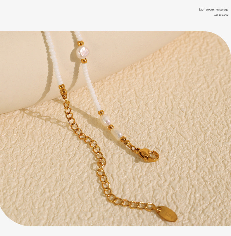 European and American new trend natural pearl necklace women's simple temperament high-end beaded clavicle chain jewelry
