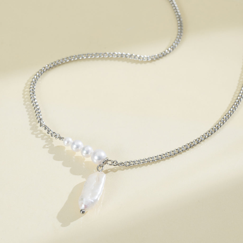 Irregular Freshwater Pearl Silver-Tone Necklace