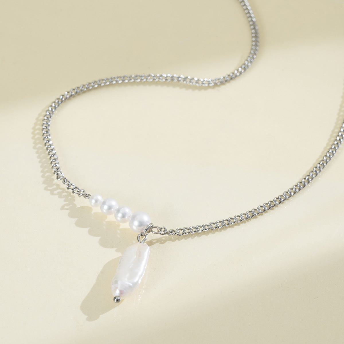 Irregular Freshwater Pearl Silver-Tone Necklace
