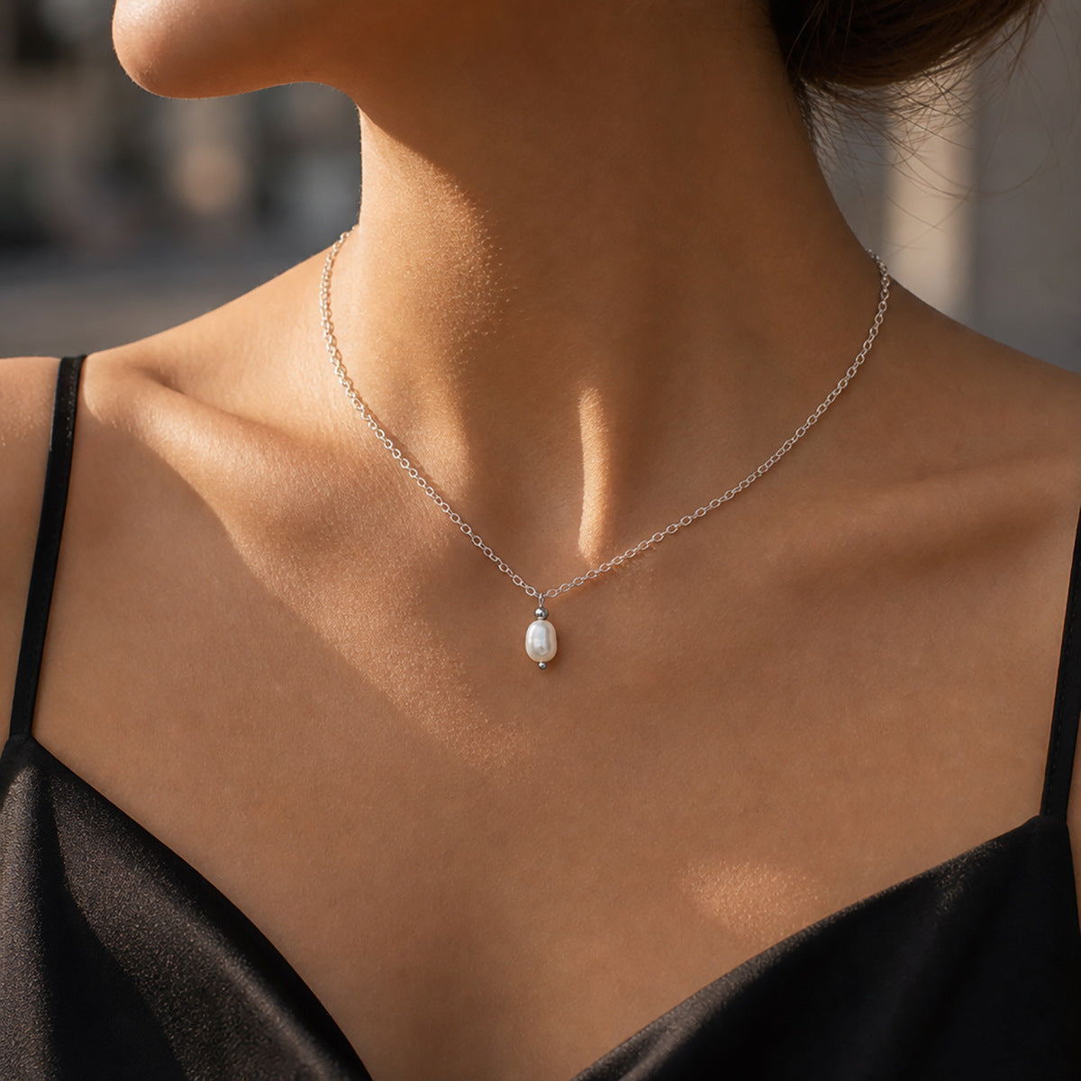 Irregular Freshwater Pearl Silver-Tone Necklace