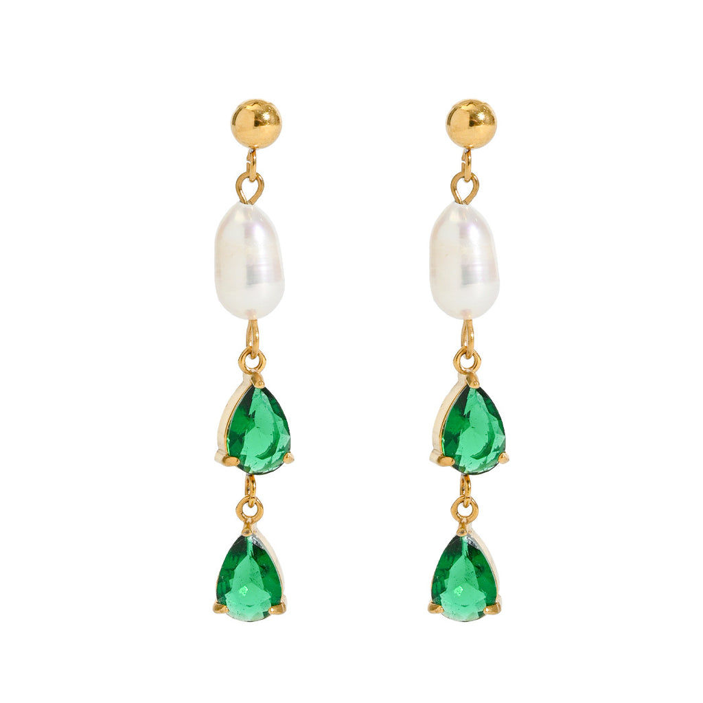 Freshwater Pearl Drop Earrings in 18K Gold-Plated Stainless Steel