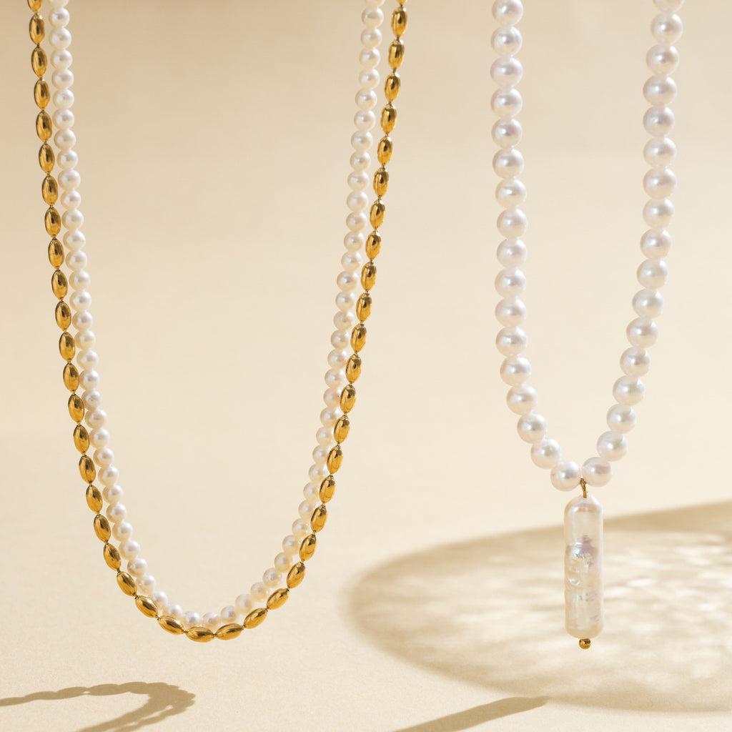 Freshwater Pearl Double-Layer Pendant Necklace