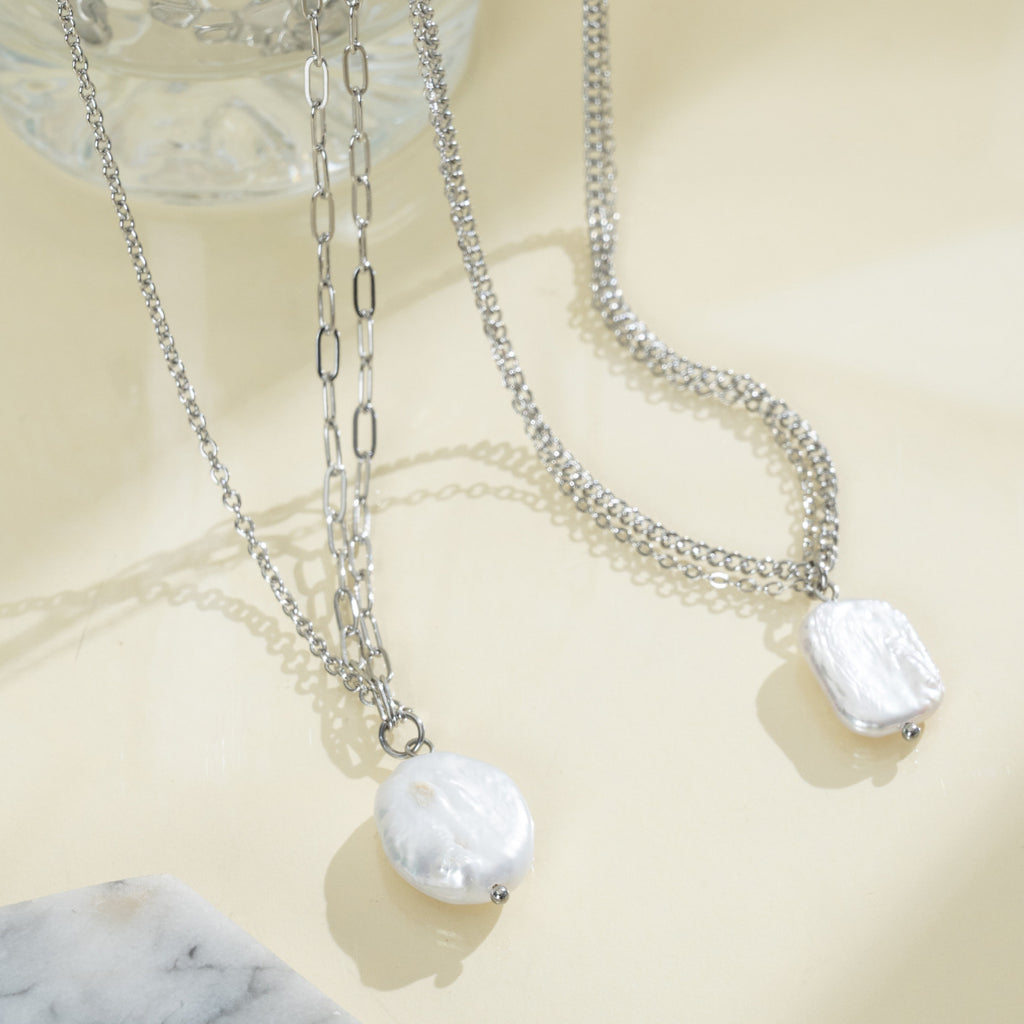 Irregular Freshwater Pearl Silver-Tone Necklace