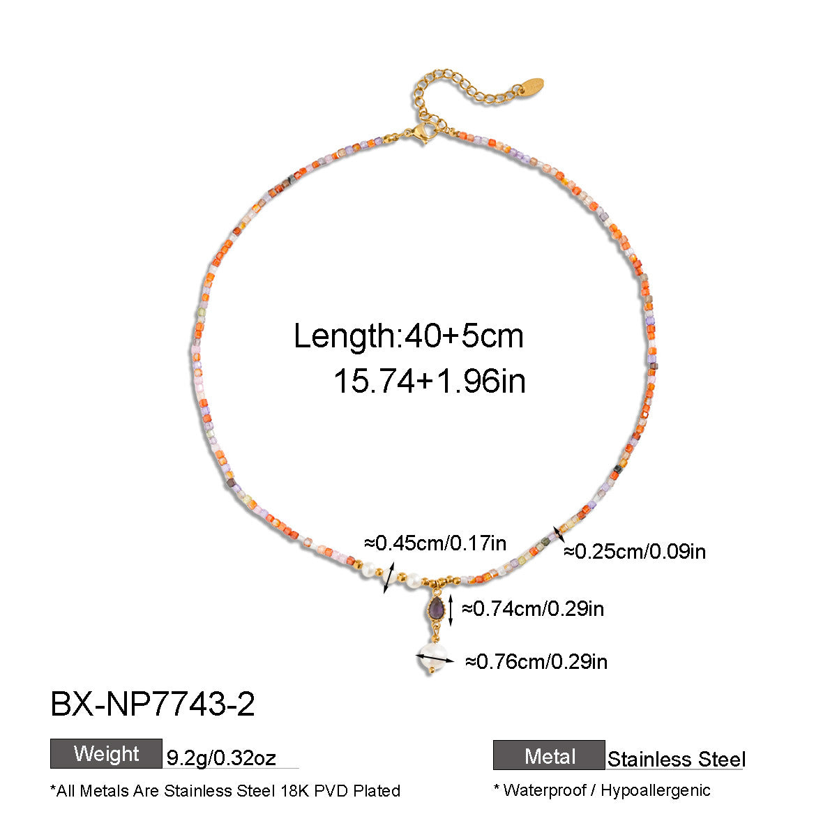 Freshwater Pearl & Teardrop Beaded Necklace - Purlstique
