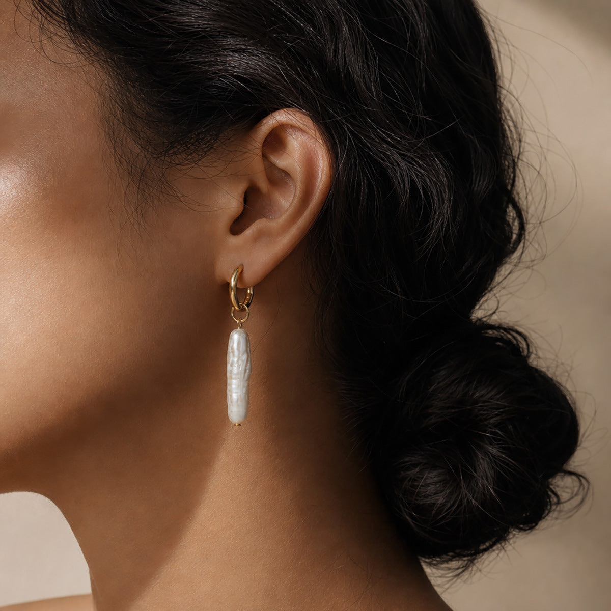 Freshwater Pearl Hoop Drop Earrings