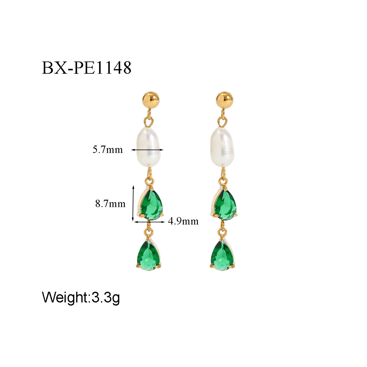 Freshwater Pearl Drop Earrings in 18K Gold-Plated Stainless Steel