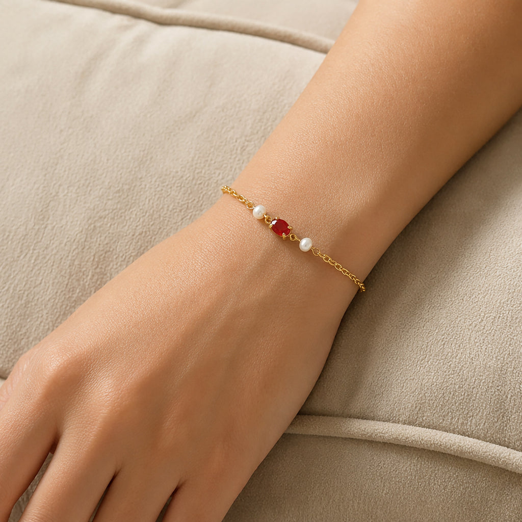 Freshwater Pearl & Oval Zircon Bracelet