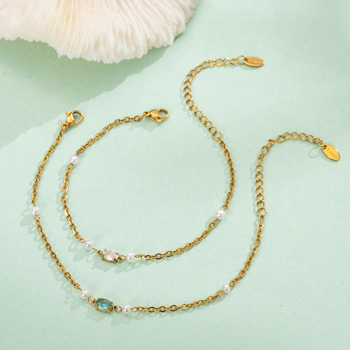 Freshwater Pearl & Oval Zircon Bracelet