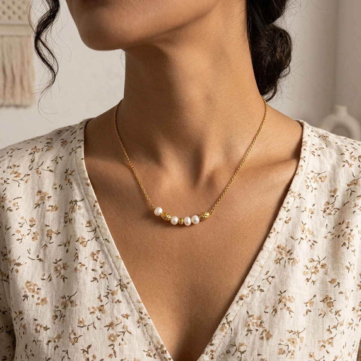 Freshwater Pearl Gold-Tone Chain Necklace