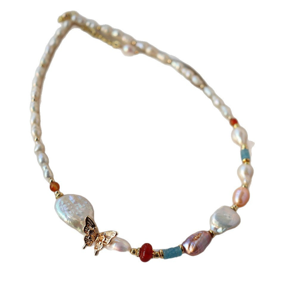 Cultured Pearl & Mother-of-Pearl Beaded Necklace | Vintage Inspired