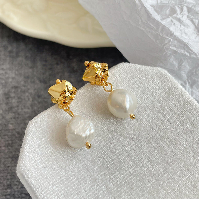 Baroque Freshwater Pearl Drop Earrings | 925 Silver | Gold Plated | French Vintage Style