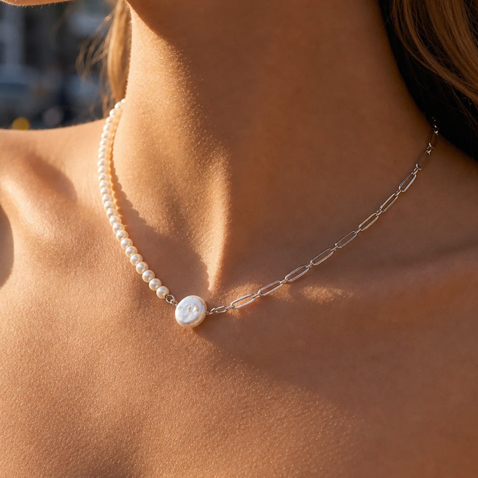 Freshwater pearl silver-tone layered necklace in five contemporary designs