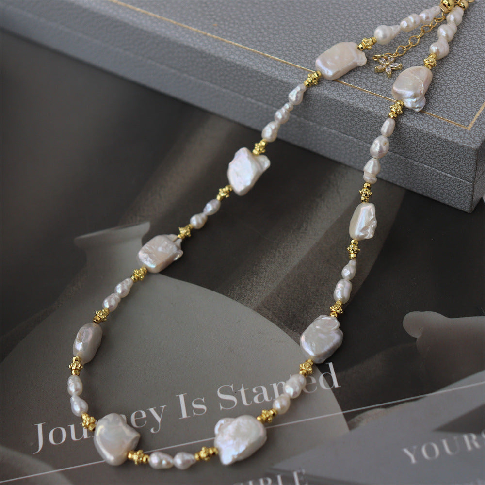 Cultured Pearl & Mother-of-Pearl Beaded Necklace | Vintage Inspired