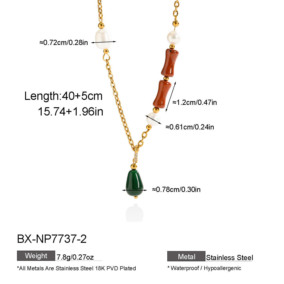 Freshwater Pearl & Natural Stone Pendant Necklace - Purlstique