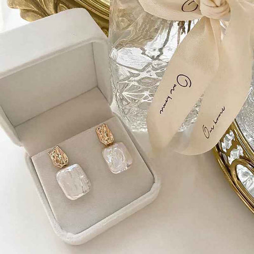 Rectangular Baroque Freshwater Pearl Drop Earrings
