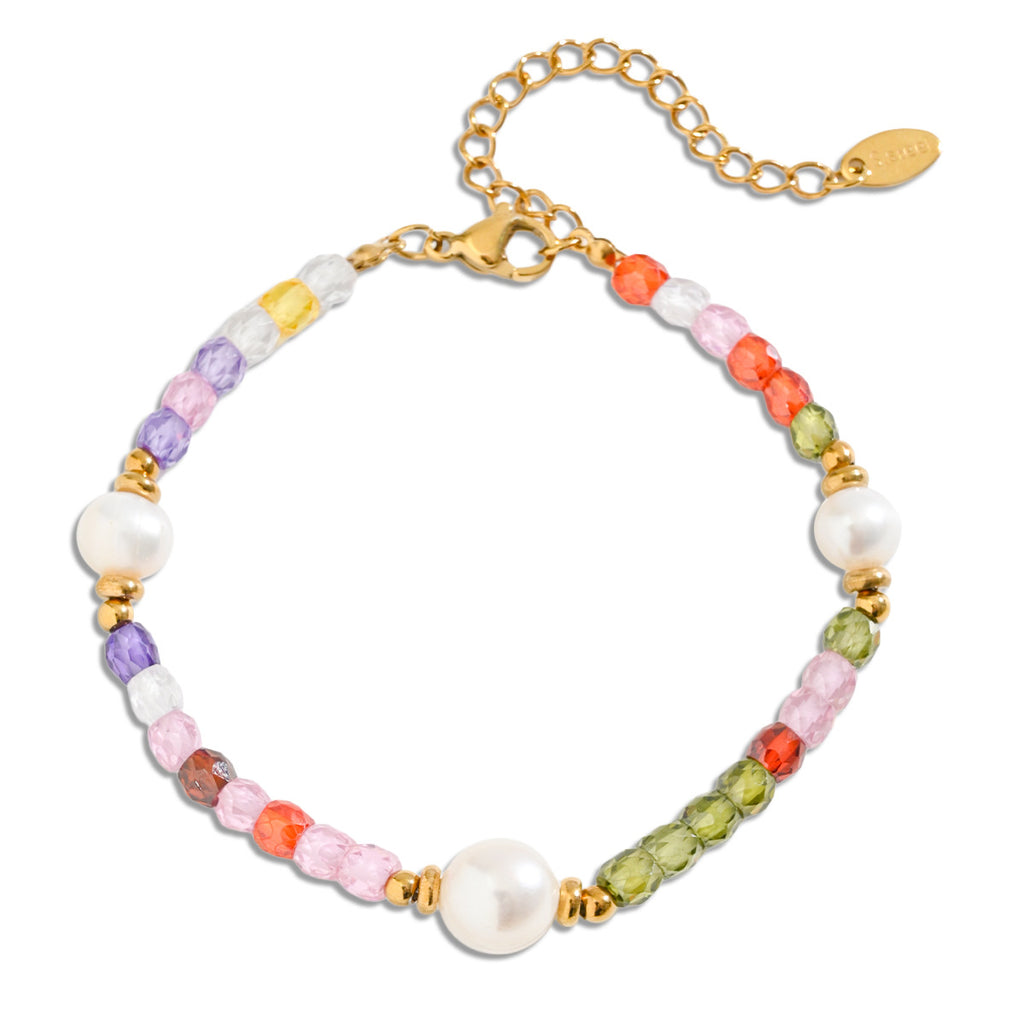 Freshwater Pearl & Coloured Zircon Bracelet
