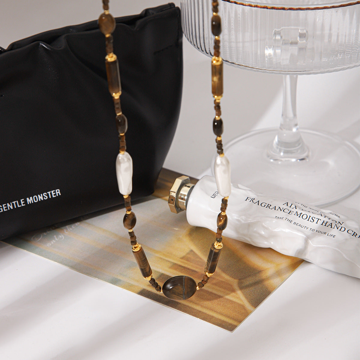 Freshwater Pearl & Tiger Eye Beaded Necklace