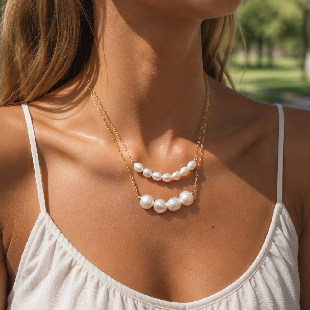 Freshwater Pearl Double-Layer Chain Necklace
