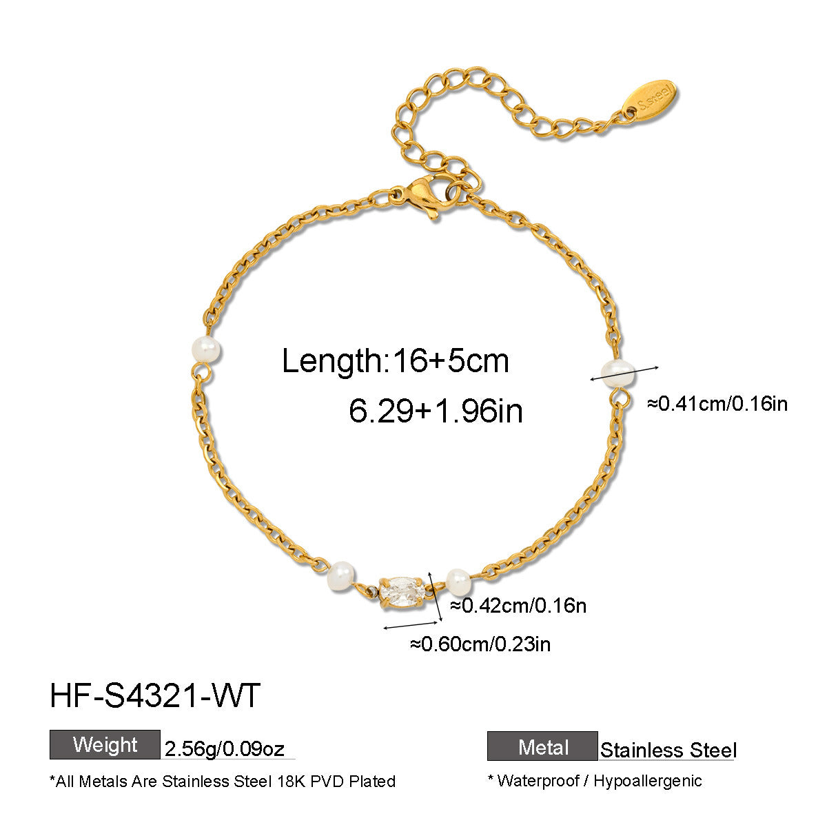 Freshwater Pearl & Oval Zircon Bracelet - Purlstique