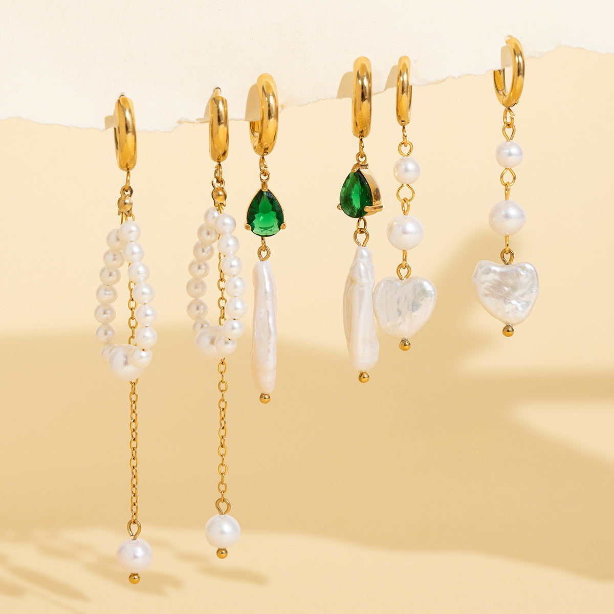 Freshwater Pearl & Coloured Stone Drop Earrings
