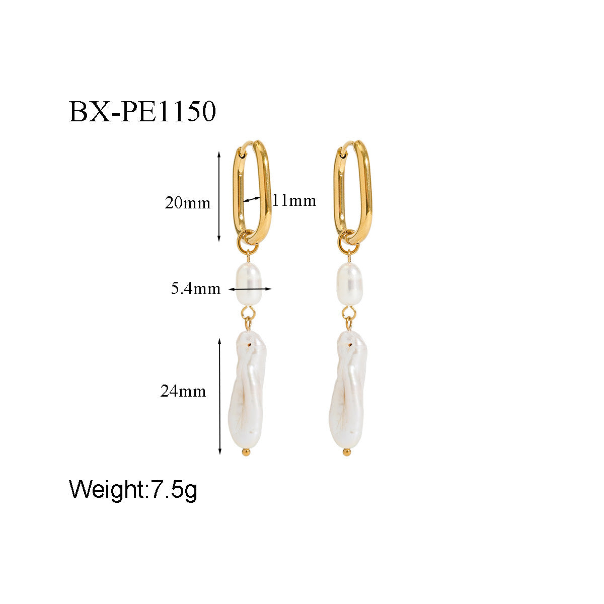 Freshwater Pearl Drop Earrings in 18K Gold-Plated Stainless Steel - Purlstique