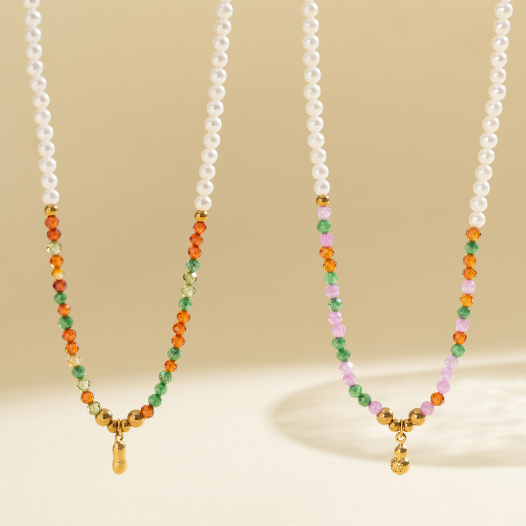 Freshwater Pearl & Pastel Beaded Necklace